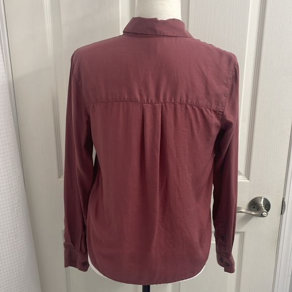 Frank & Oak Dusty Rose Button Down Shirt Long Sleeve Button Cuff Pocket Size S - Picture 6 of 14
